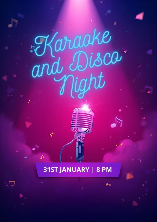 Energetic Karaoke Night Color Burst Poster
