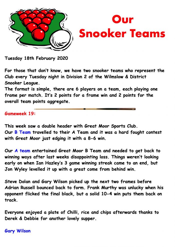 Snooker Teams results Snooker Teams results